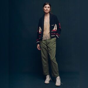 The GREAT. Vintage Army Pants Cotton Sateen Wide Leg 29